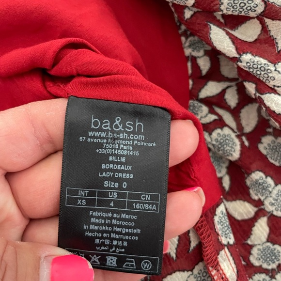 ba&sh Billy ruched Red and White Sheath Dress with Peter Pan Collar - Picture 13 of 13